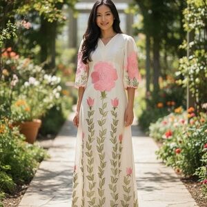 Vintage 1970s Maxi Dress Floral  Bohemian